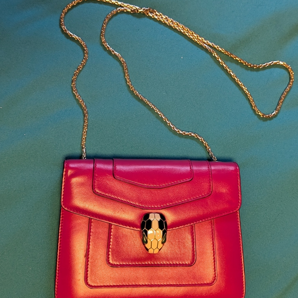 Bulgari Serpenti Forever pink leather square shoulder bag